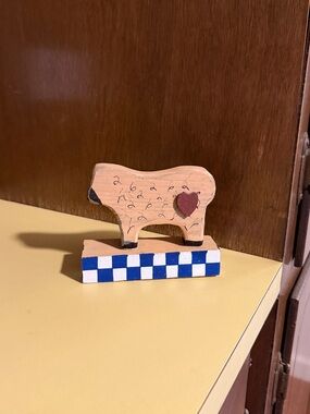 Handmade Wooden Rustic Primitive Sheep Lamb Folk Art Figurine